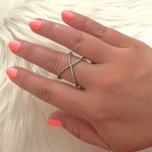 Gorgeous X ring pure sterling silver & CZ BLING
